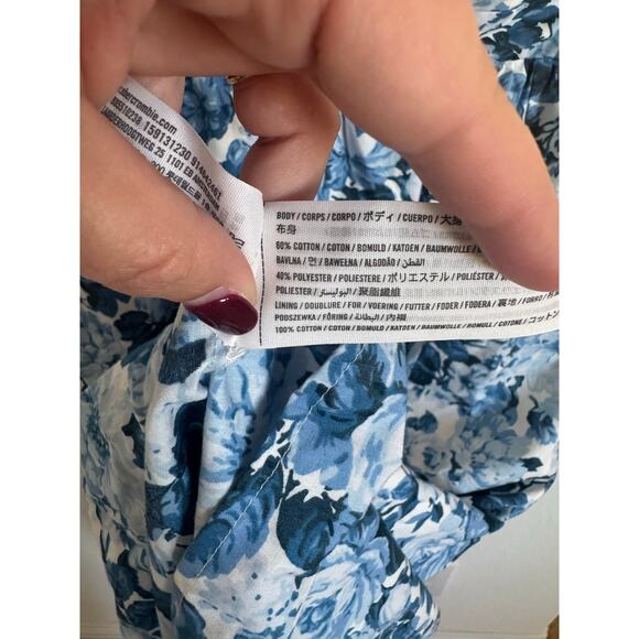 Abercrombie & Fitch Womens Emerson Poplin Blue Floral Stap Dress Size Small - Picture 6 of 9